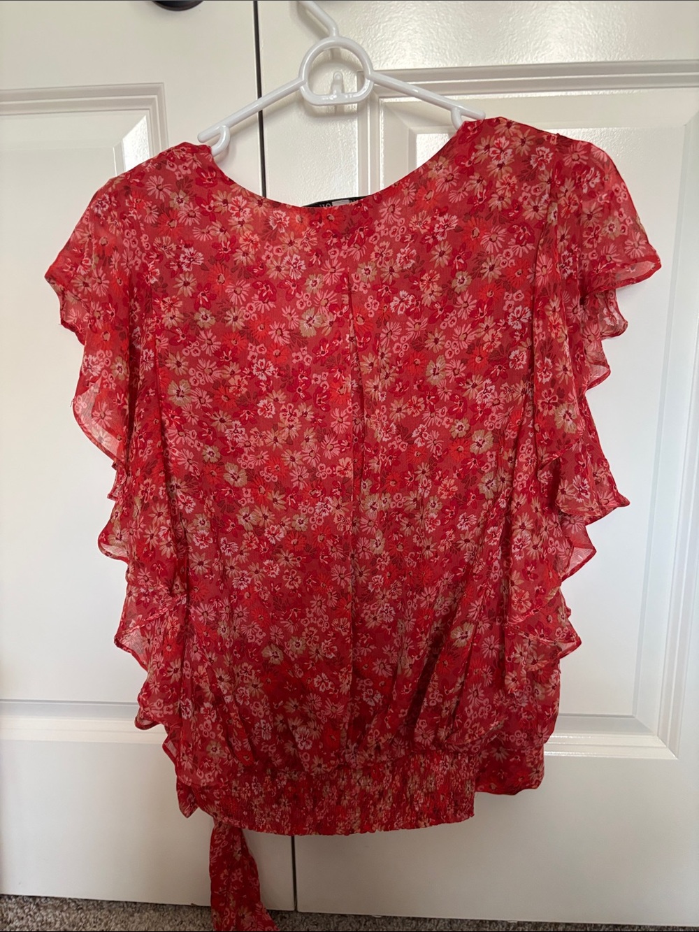 Women's Pink Floral V-Neck top